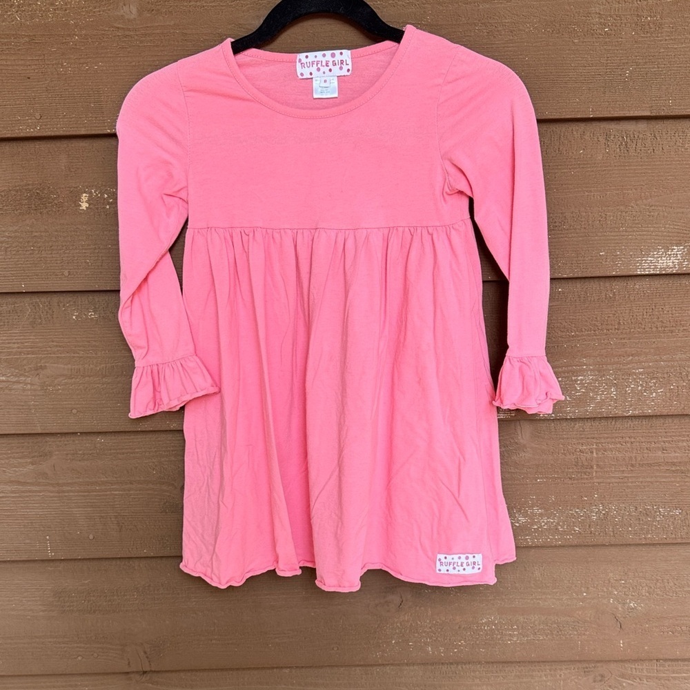 Ruffle Girl Coral Long Sleeve Dress size 8